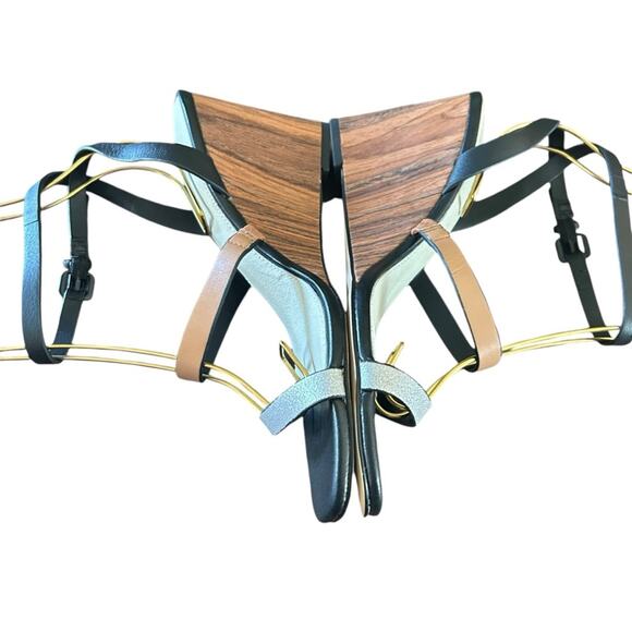 Sanctuary Wink Leather Ankle Strap Wood Grain Wedge Sandals NEW 10 - Picture 8 of 11